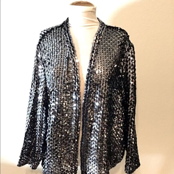 THEMES Vintage Sequin Jacket 1980’s Union Made Label Size L - Picture 1 of 12